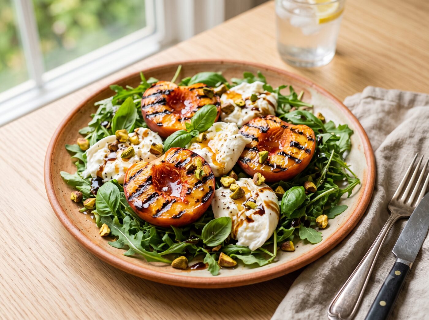 Grilled Peach & Burrata Salad