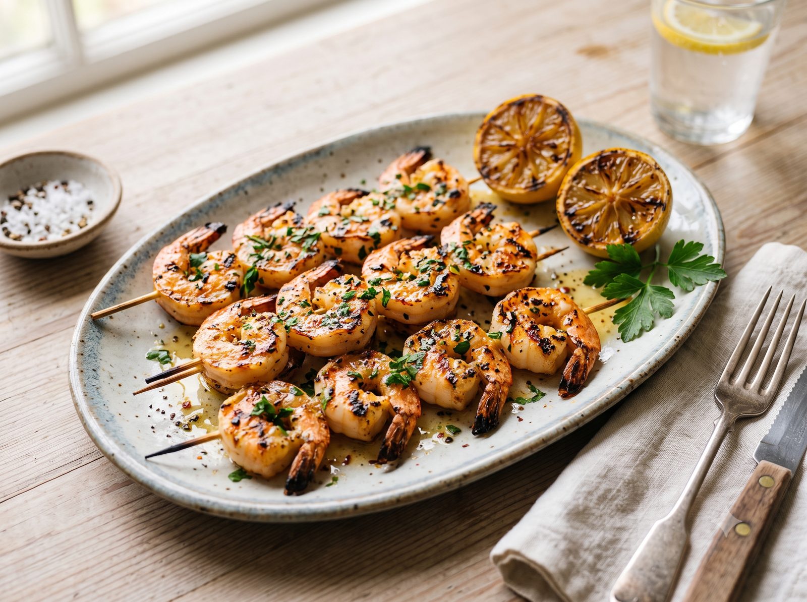 Grilled Lemon Garlic Shrimp Skewers