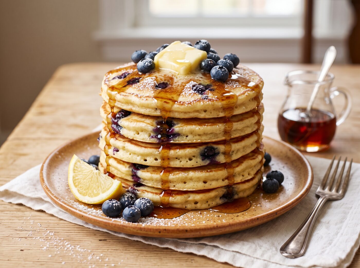 Lemon Blueberry Ricotta Pancakes