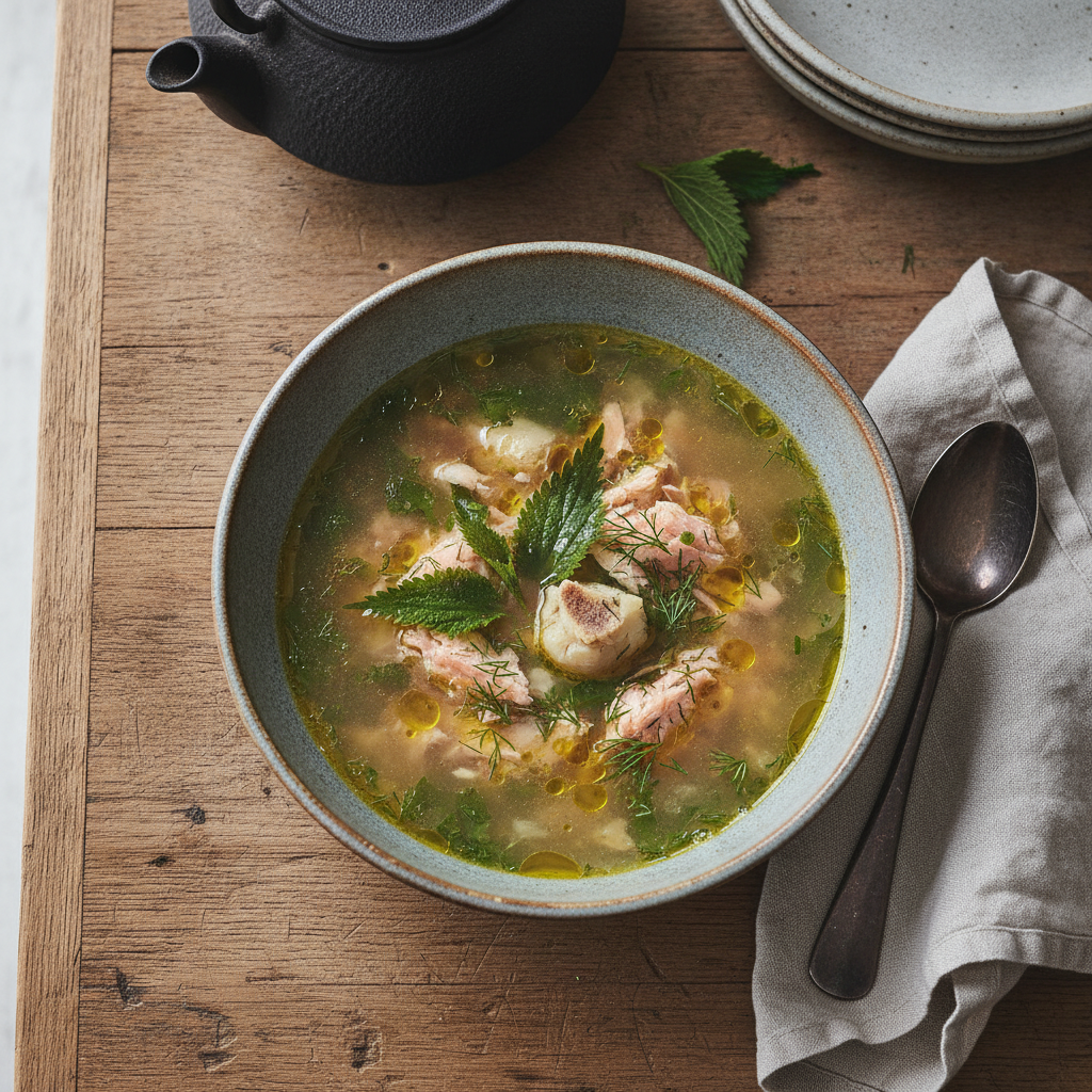 Salmon Bone Broth with Nettle