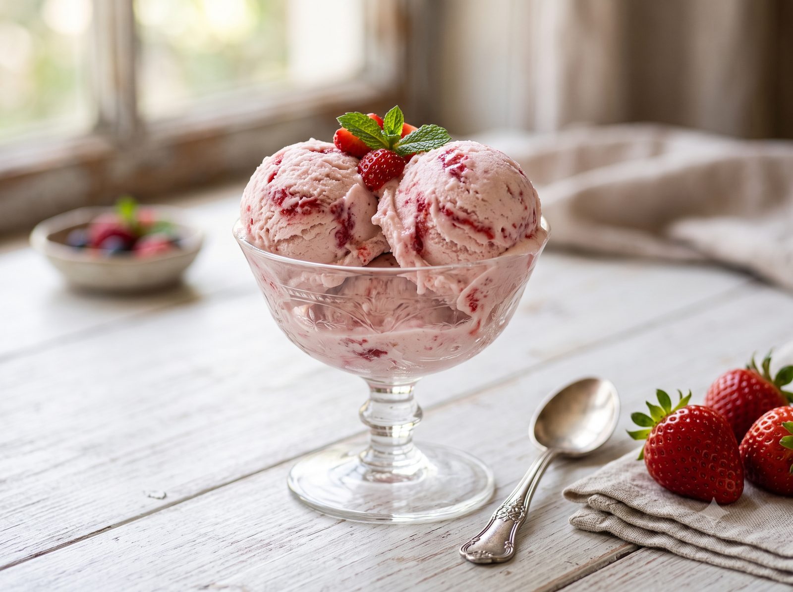No-Churn Strawberry Ice Cream